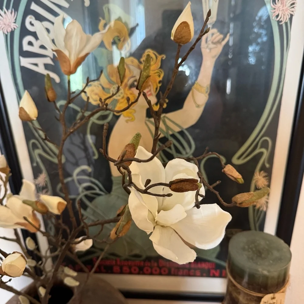 Magnolia budding & bloom realistic branches approximately 38” long, extra tall